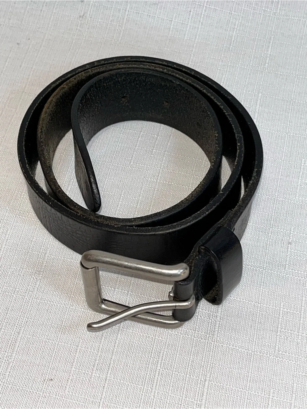 LL Bean Black Cowhide Leather Belt Solid Brass Buckle USA Size 30 Fits 27–33